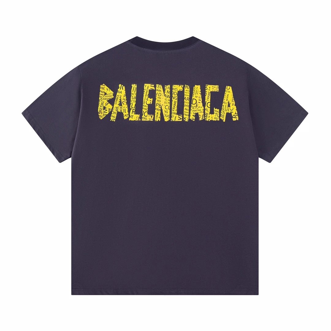 Balenciaga T-shirt Back adhesive letters logo round Neck Short Sleeve25ss New pure cotton T Unisex T-Shirt OS Loose Fit Base Shirt Top Half Sleeve T-Shirt