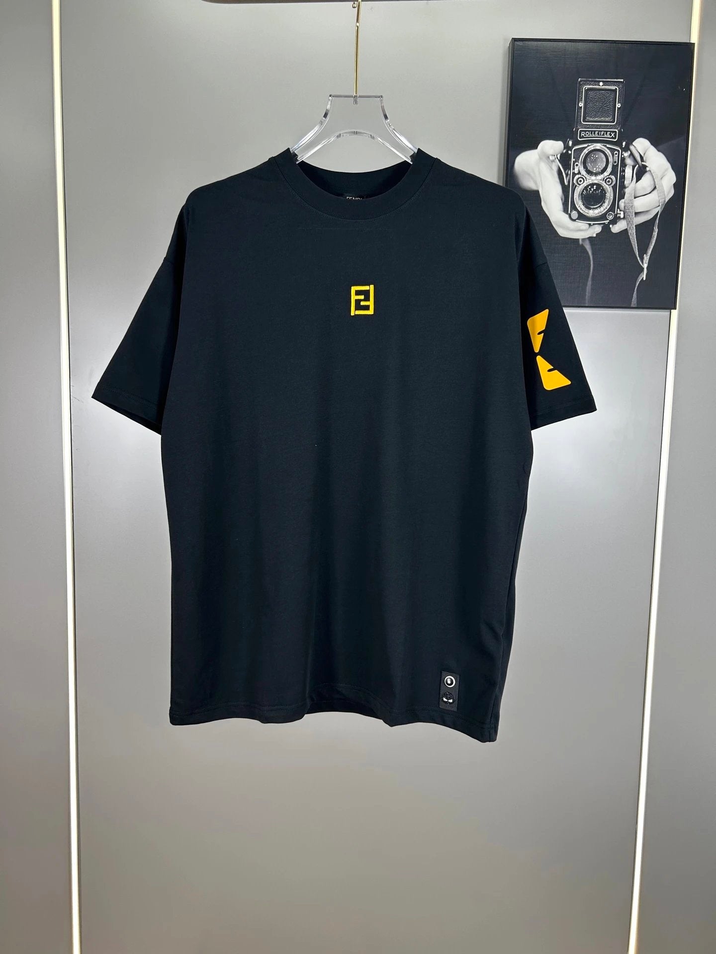 FENDI T-shirt Double-breasted F Letter Embroidery logo round Neck Short Sleeve25ss New Pure Cotton Unisex Style T T-shirt OS Loose Fit Base Shirt Half Sleeve T-Shirt Top Half Sleeve
