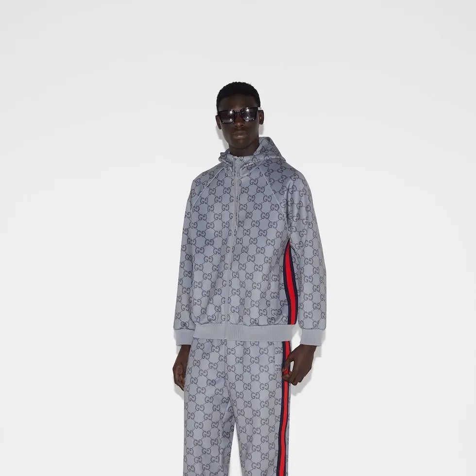 Gucci Sweatpants GG Decorative Ribbon Red and Blue Ribbon Inlay Zipper Jacket Hooded Coat Workout Clothes Neoprene Jogging Trousers Casual Pants Ankle-Tied Sweatpants Sports Pants Men and Women Same Sweatpants Suit Long Pants24ss Autumn and Winter New Pro