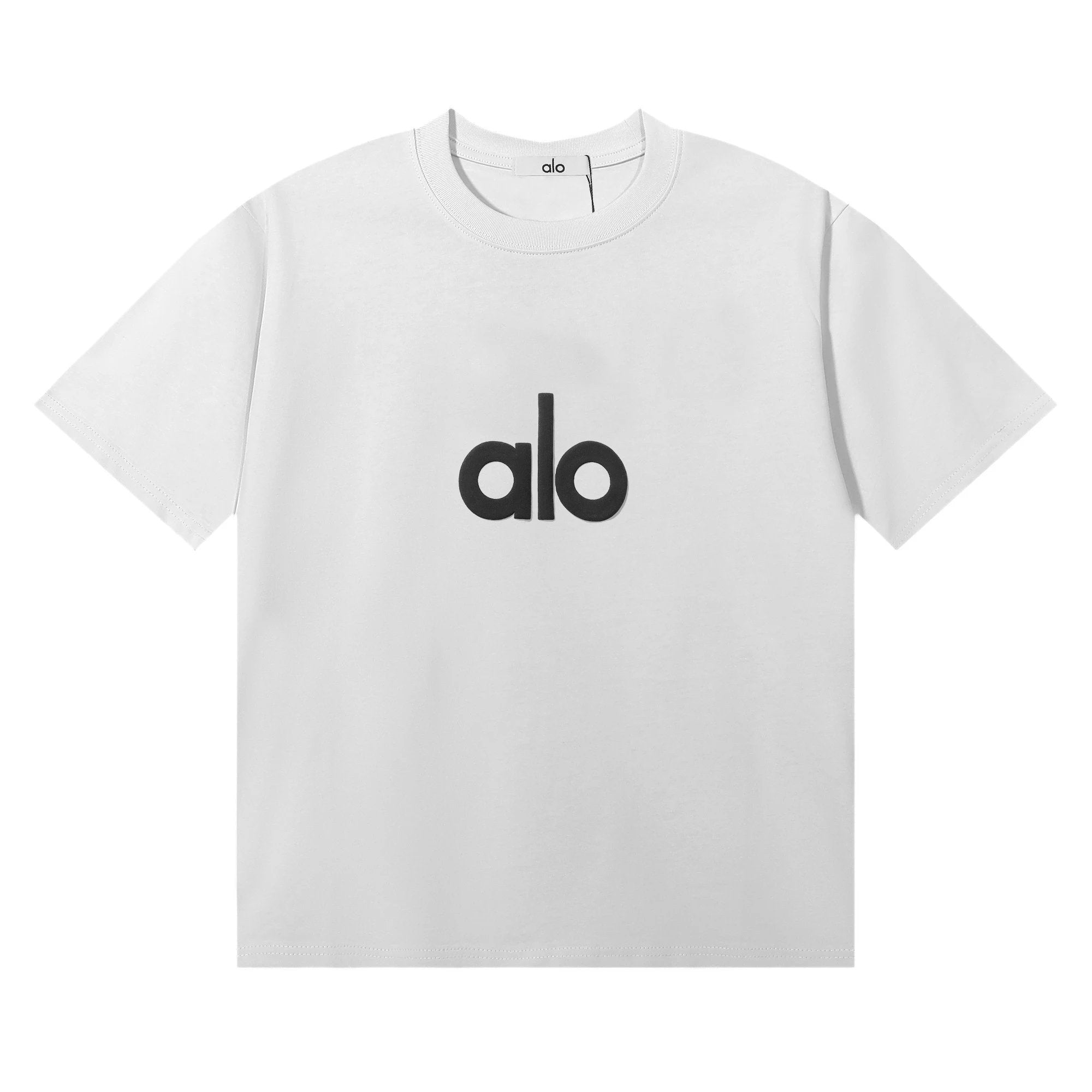 Alo Yoga T-shirt Chest Letter Print logo round Neck Short Sleeve25ss New Pure Cotton Unisex Style T Casual T-Shirt Base Layer Shirt OS Loose Fit Half Sleeve Top Plus Size