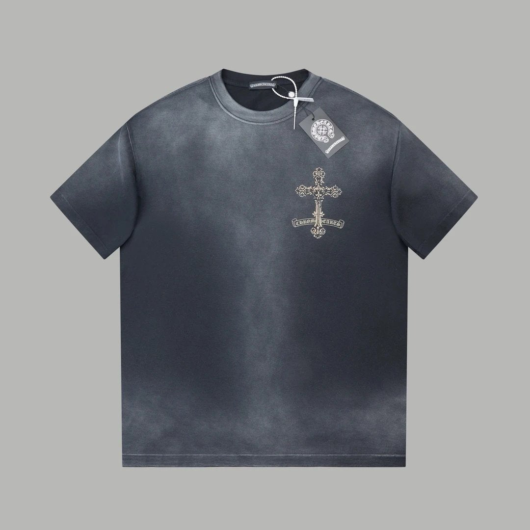Chrome Hearts T-shirt Horseshoe Rhinestone Pattern Round Neck Short Sleeve25ss New Pure Cotton Unisex Style T T-shirt OS Loose Fit Base Shirt Half Sleeve T-Shirt Top Half Sleeve