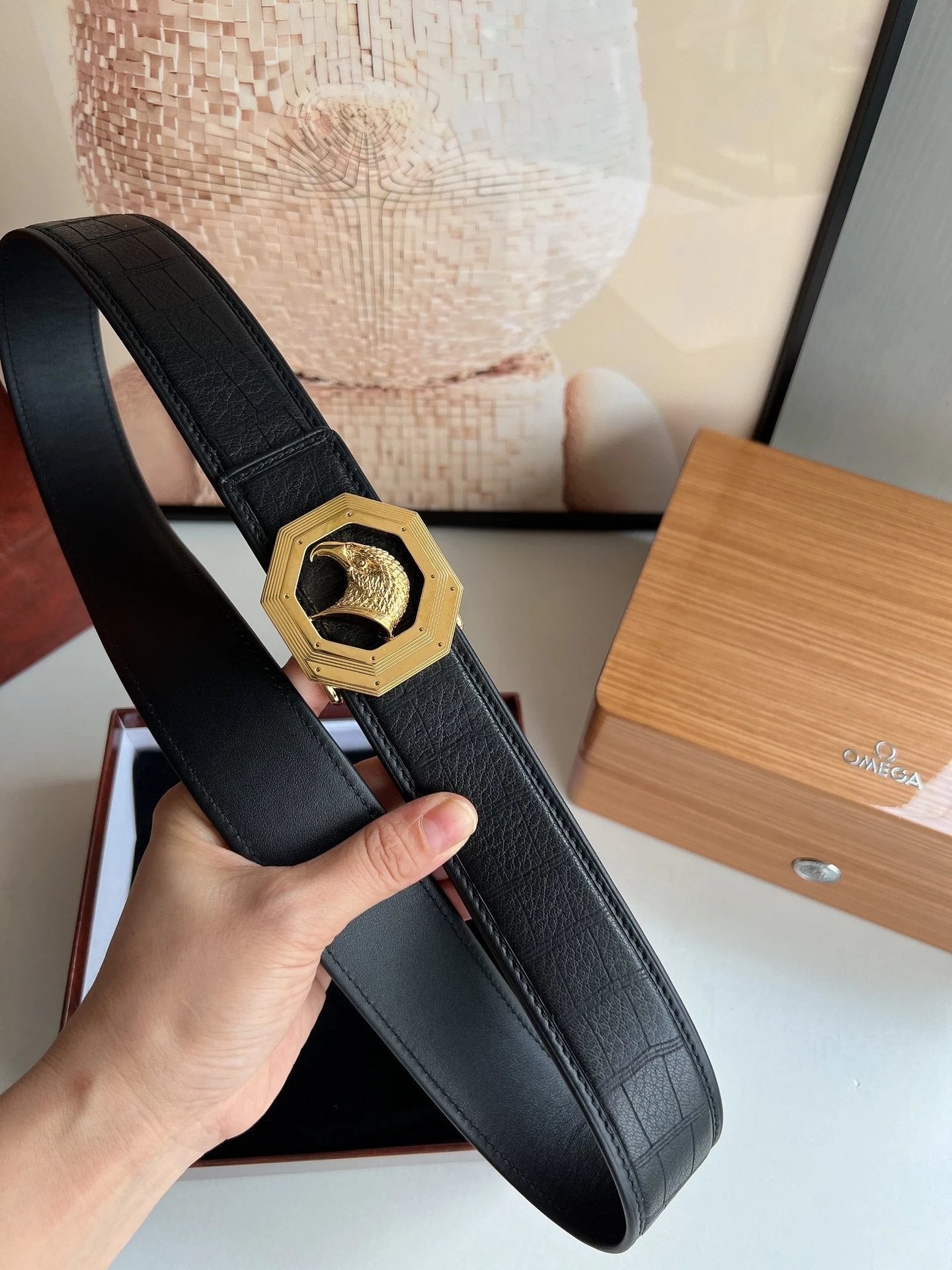 Stefano Ricci Belt Top version Original Order Men's Belt Width:4.0cm Boutique Eagle Head Fine Steel Buckle Gold Vacuum Plating New Belt Selected Italian First Layer Cowhide Shark Pattern Matching Crystal Calfskin Bottom Fashion Casual Quality Business Cas