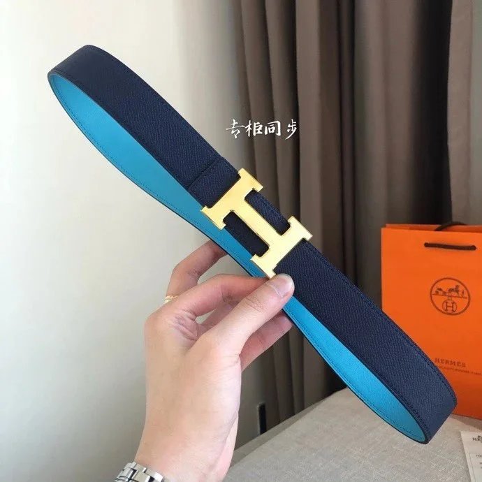 Hermes Belt Top version Men's Women's Belt Genuine Leather Double-Sided Belt Italy Imported First Layer Cowhide Leather Pure Original Leather Pure Steel Buckle h Home Pant Belt