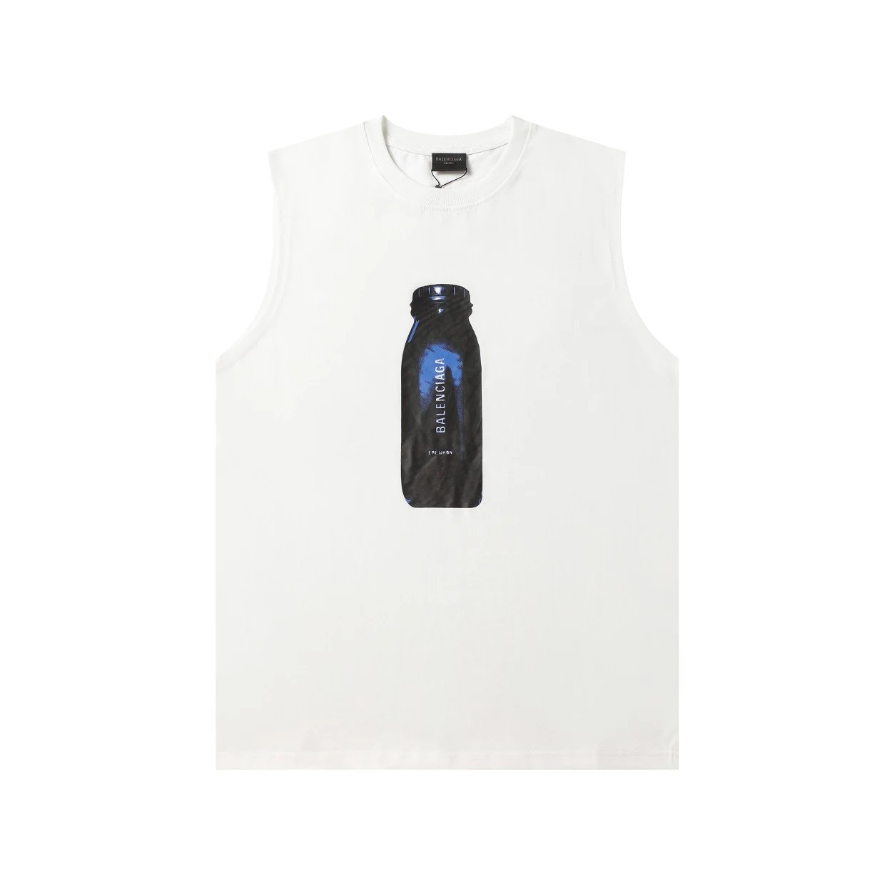 Balenciaga T-shirt Chest Bottle Letter Print logo Sleeveless Short Sleeve Sleeveless Vest25ss New pure cotton T T-shirt OS Loose Style Men's and Women's Same Bottoming Shirt Top Half-Sleeve T-shirt