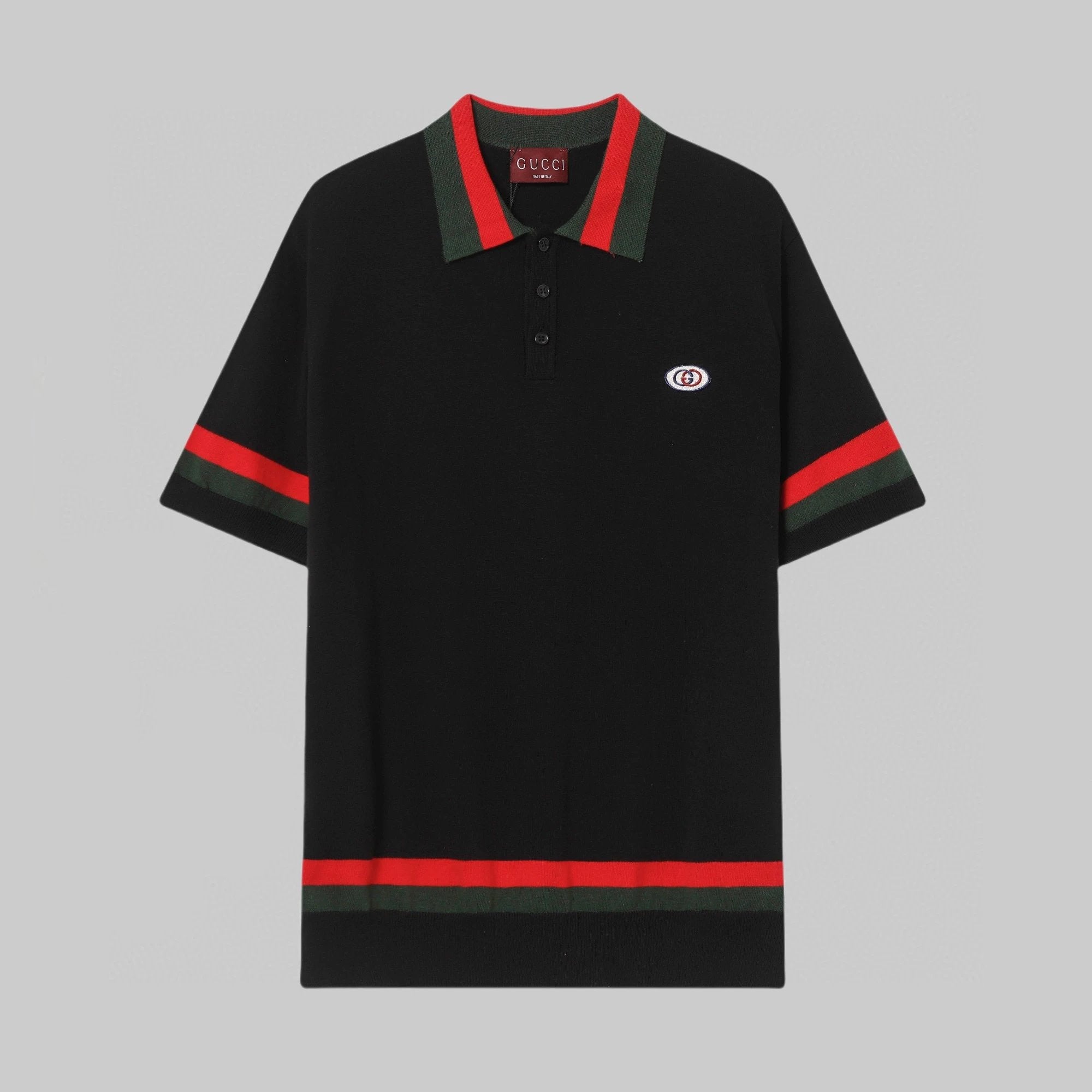 Gucci T-shirt Red and green stripes logo Knitting POLO Shirt Lapel Short Sleeve25ss New Unisex Summer Short Sleeve OS Loose T Business Half Sleeve Shirt Plus Size T-Shirt