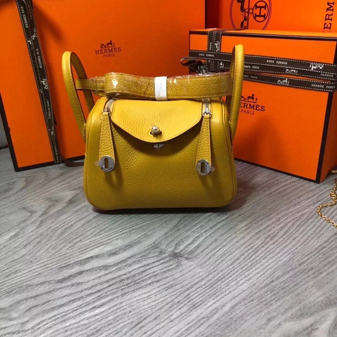 Hermes men's bag Top version 【H Handmade】2020Imported Calfskin Pure Hand Lindy Bag Doctor Bag Shoulder Handbag Medical Box Minilindy19cm26cm Women's Bag