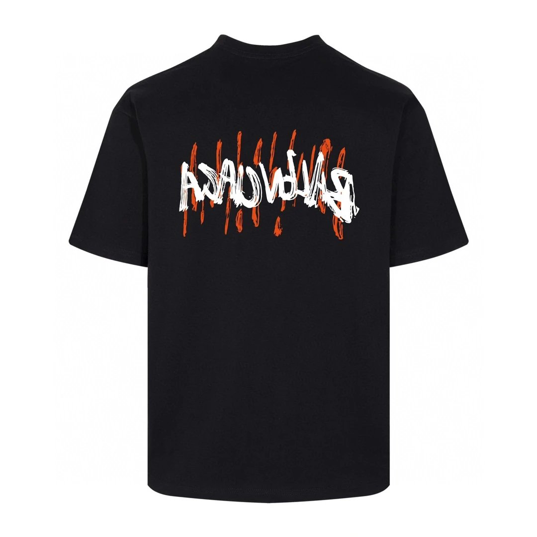 Balenciaga T-shirt Front and Back Hand-painted Letter Print logo round Neck Short Sleeve25ss New Pure Cotton Unisex Style T T-shirt OS Loose Fit Base Shirt Half Sleeve T-Shirt Top Half Sleeve