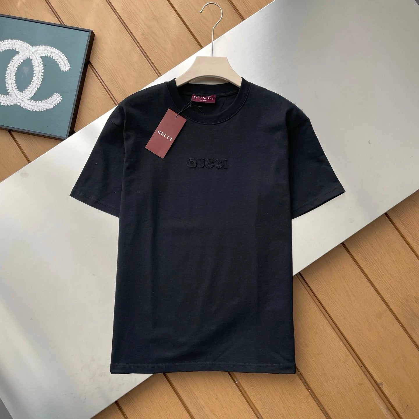Gucci T-shirt Chest Letter Patch logo round Neck Short Sleeve25ss New Pure Cotton Unisex Style T T-shirt OS Loose Fit Base Shirt Half Sleeve T-Shirt Top Half Sleeve