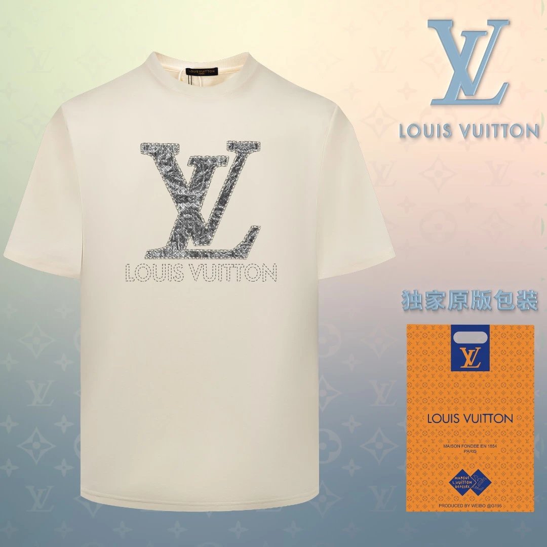 Louis Vuitton LV T-shirt Presbyopia in the chest area LOGO Printed round Neck Short Sleeve25ss New Pure Cotton Unisex Style T T-shirt OS Loose Fit Base Shirt Short Sleeve Top T-Shirt