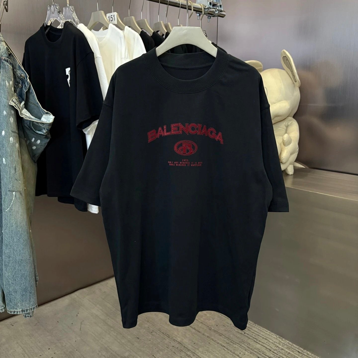 Balenciaga T-shirt Chest Letter Print logo round Neck Short Sleeve25ss New pure cotton T Unisex T-Shirt OS Loose Fit Base Shirt Top Half Sleeve T-Shirt
