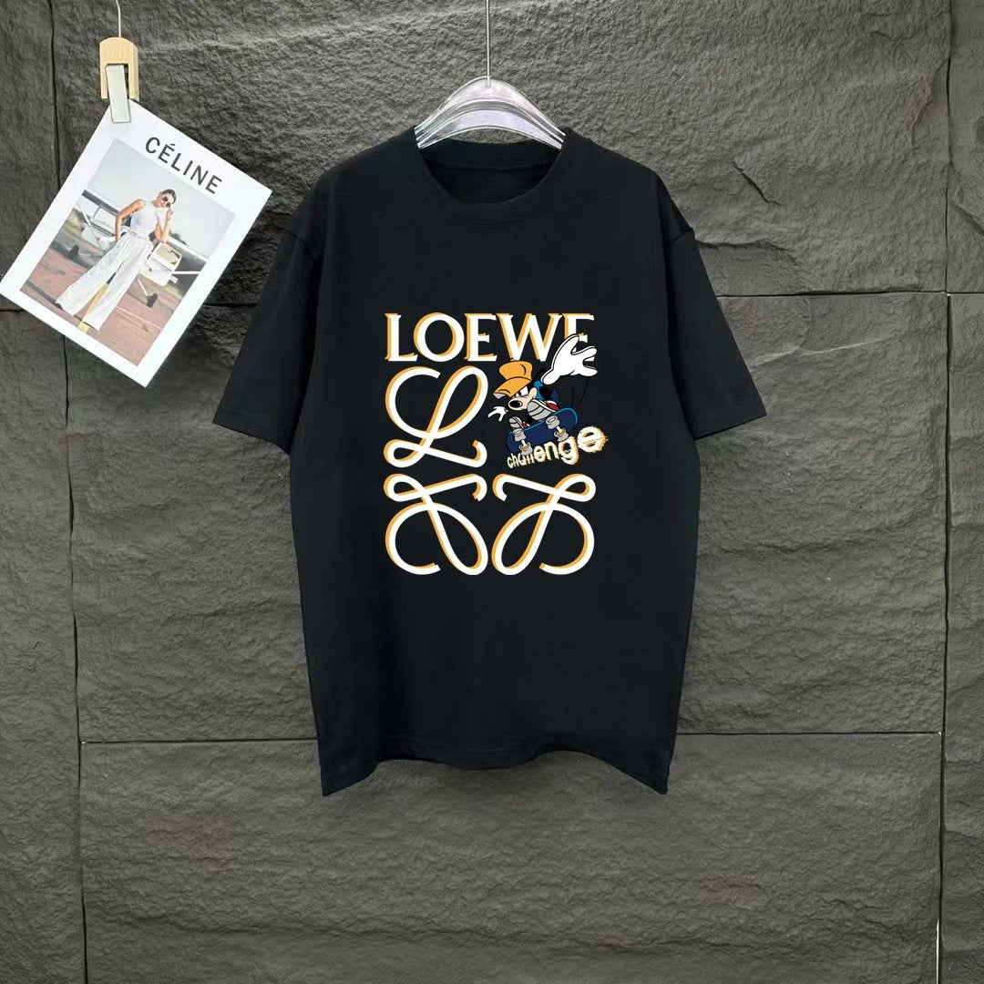 LOEWE T-shirt Front Logo Direct Print logo round Neck Short Sleeve25ss New pure cotton T Unisex T-Shirt OS Drop Shoulder Loose Fit Base Shirt Top T-Shirt Short Sleeve