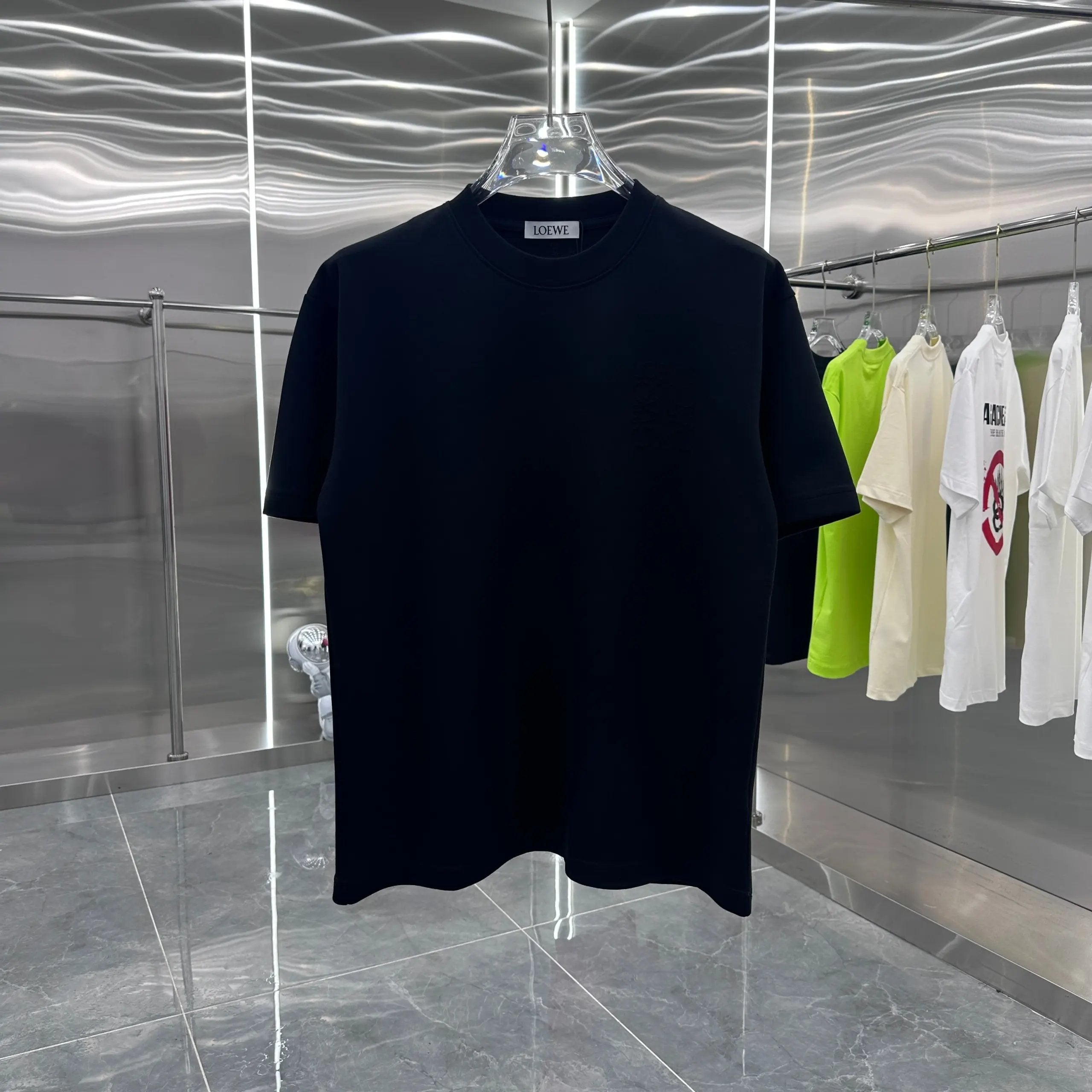 LOEWE T-shirt Chest Brand Pattern Burnt Flower logo round Neck Short Sleeve25ss New Pure Cotton Unisex Style T T-shirt OS Loose Fit Base Shirt Top Half Sleeve T-Shirt