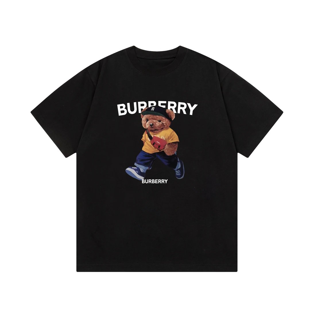 Burberry T-shirt Chest Bear Letter Print logo round Neck Short Sleeve25ss New Pure Cotton Unisex Style T T-shirt OS Loose Fit Base Shirt Top Half Sleeve T-Shirt
