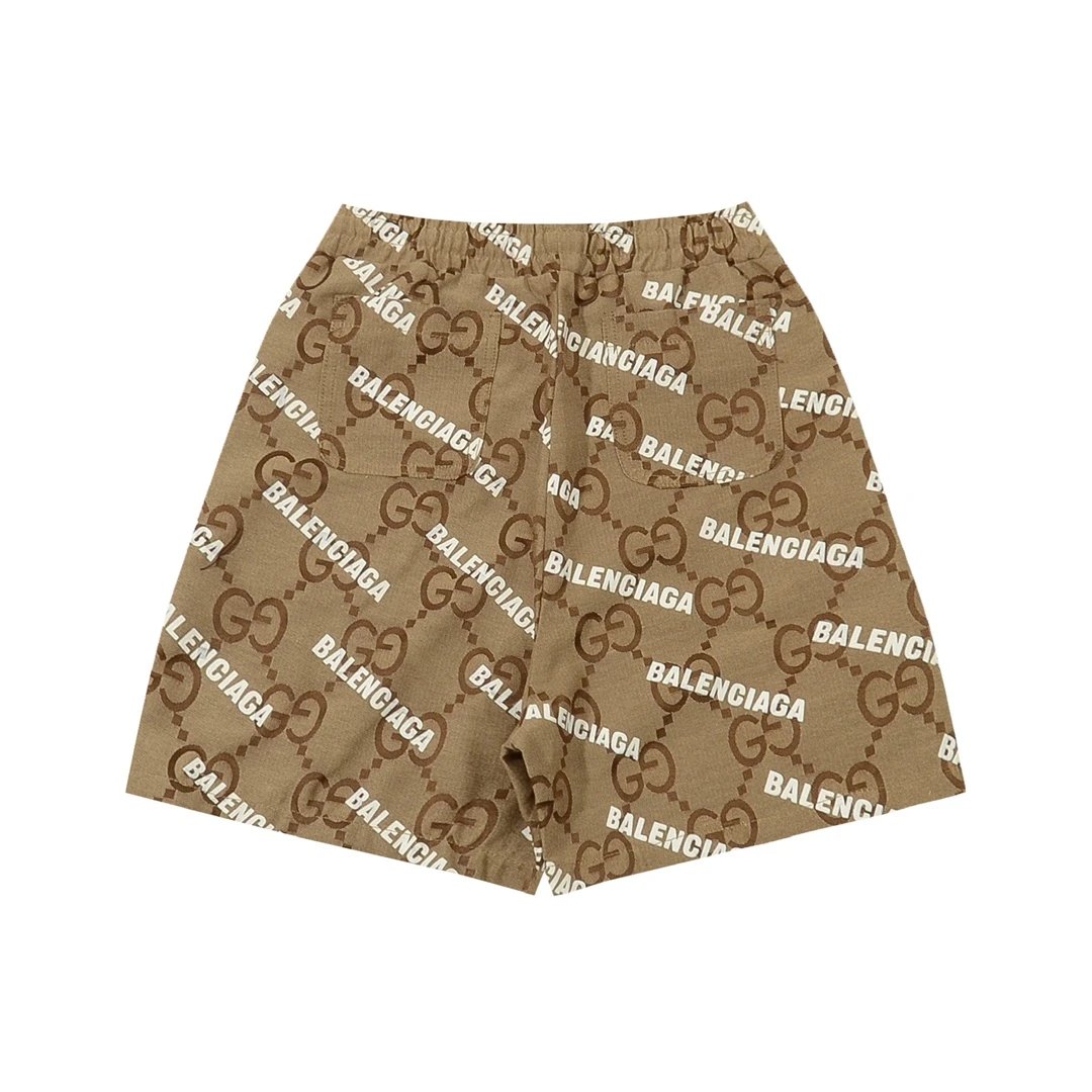 Gucci Shorts xBLCG Paris Full Print Bullet Screen Letter Print logo Five-point Shorts25ss New Drawstring Casual5Two-Piece Casual Sweatpants Summer Pants Unisex Pure Cotton Sweatpants