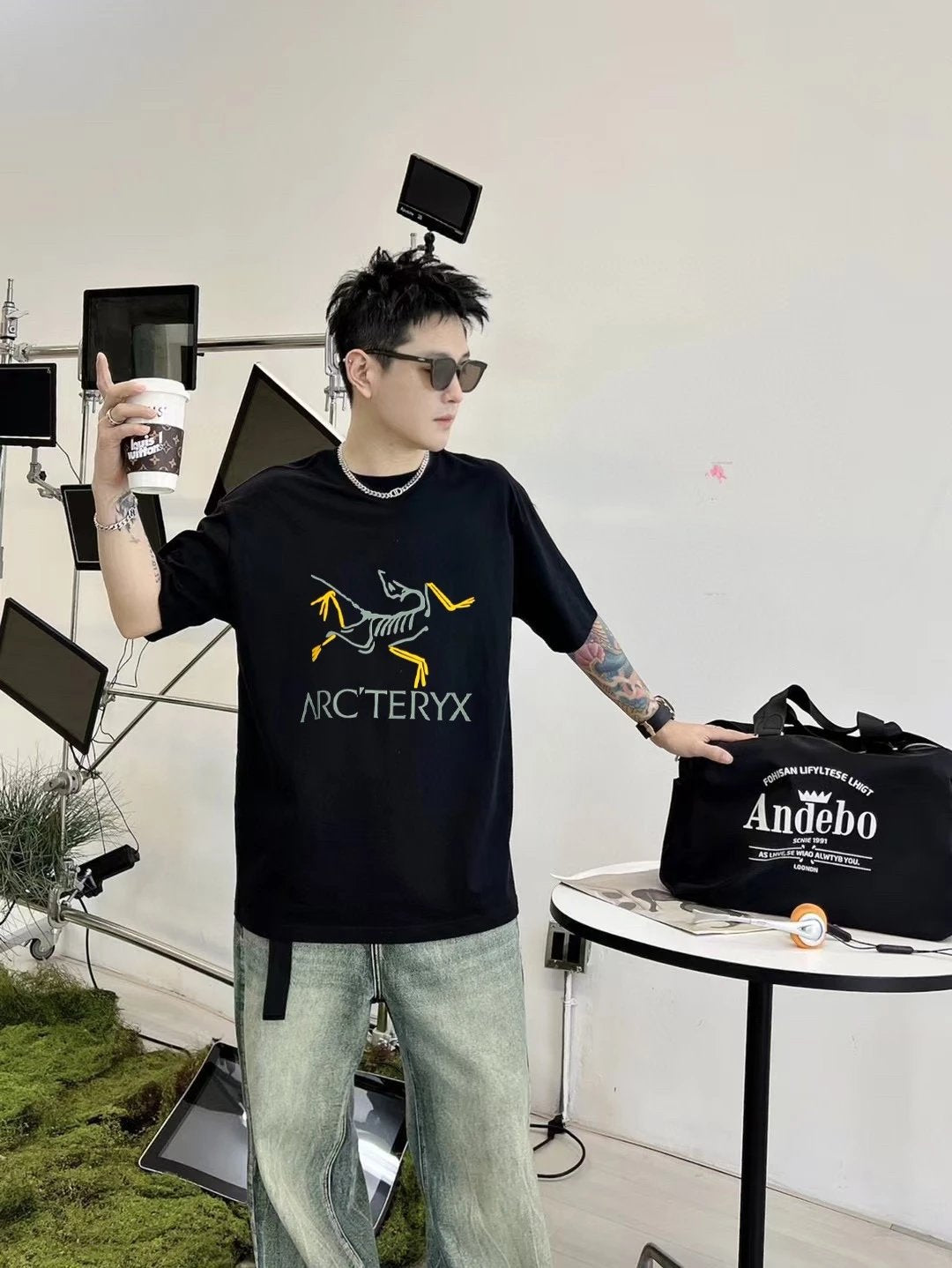 Arc'teryx T-shirt Chest Brand Pattern Print logo round Neck Short Sleeve25ss New Pure Cotton Unisex Style T T-shirt OS Loose Fit Base Shirt Half Sleeve T-Shirt Top Half Sleeve