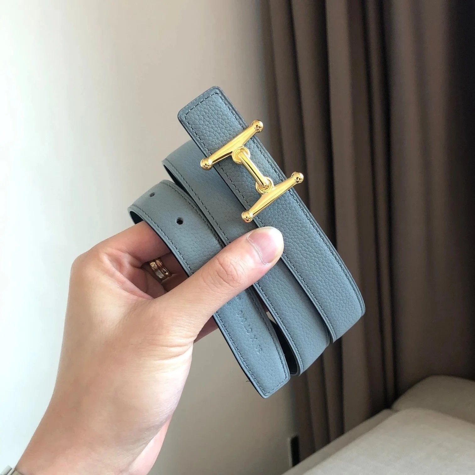 Hermes Belt Top version Women's Thin Belt Double-Sided Imported First Layer Calfskin Double-Sided Letters h Buckle Belt Skirt Shaped Accessory Women's Belt2.5Centimeter Wide
