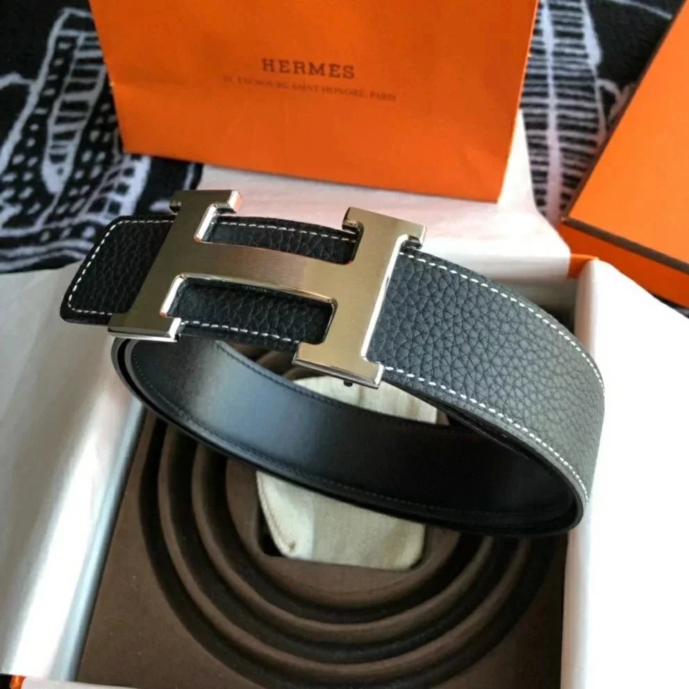 Hermes Belt Top version New High Quality Belt Men's First Layer Cowhide Double-Sided h Buckle Business Casual Belt