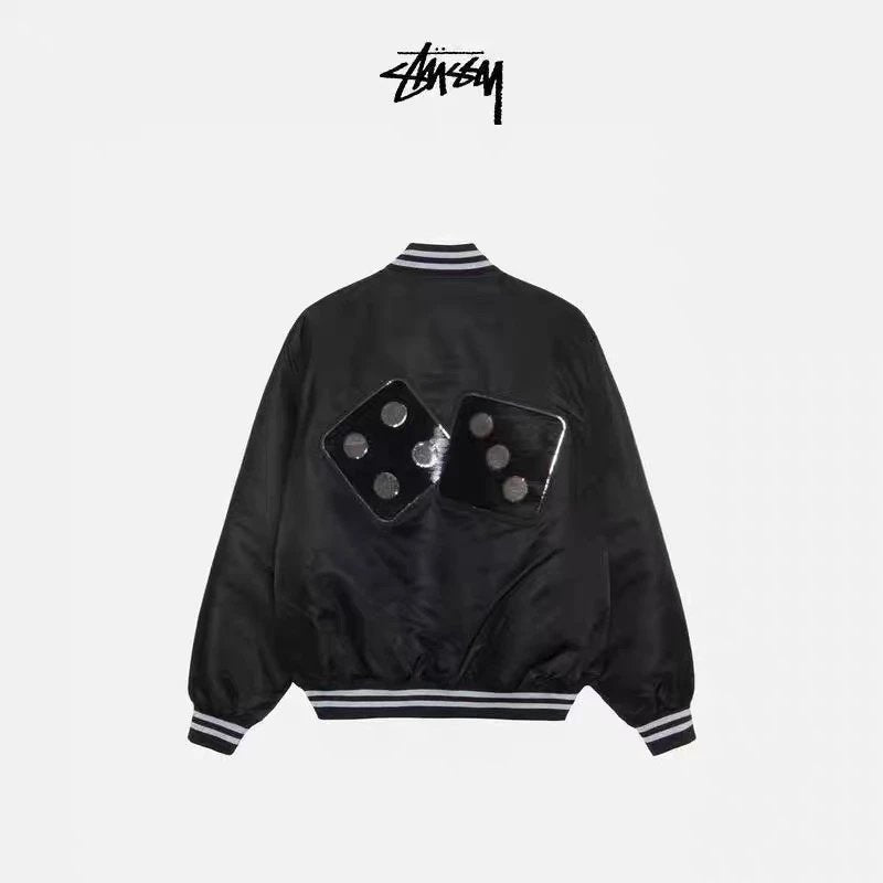 Stussy Jackets Top Version Sequin Dice Quilted Baseball Uniform Jacket Men and Women Fall Winter Coat Tide