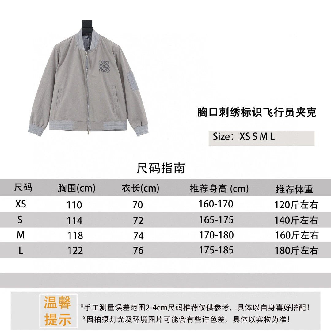 LOEWE Jackets Chest Embroidery Logo Pilot Jacket for Men and Women