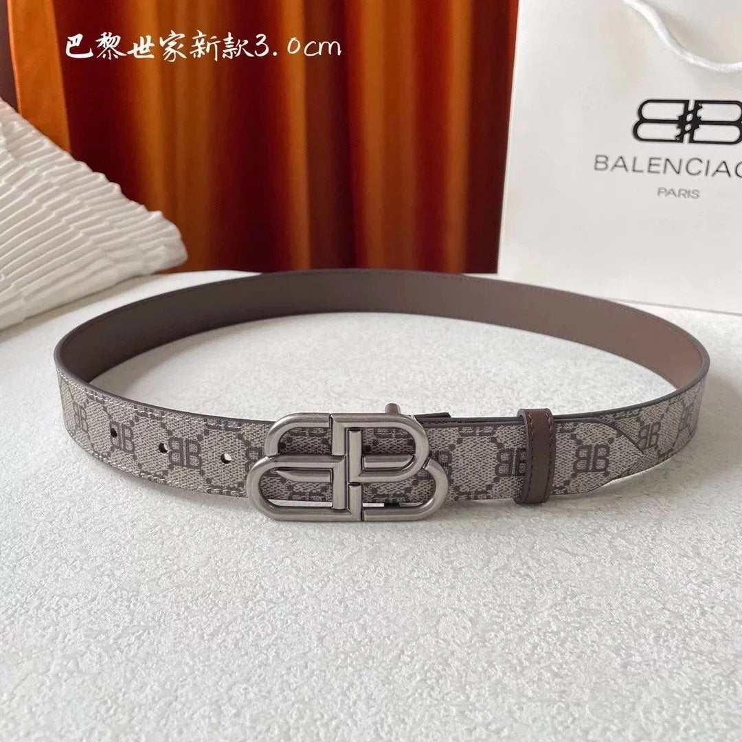 Balenciaga Belt Top version In Stock New Presbyopic B Buckle Men's Leather Belt Imported First Layer Cowhide Leather Belt Men's and Women's Belt All-Match Trouser Belt3.0Wide