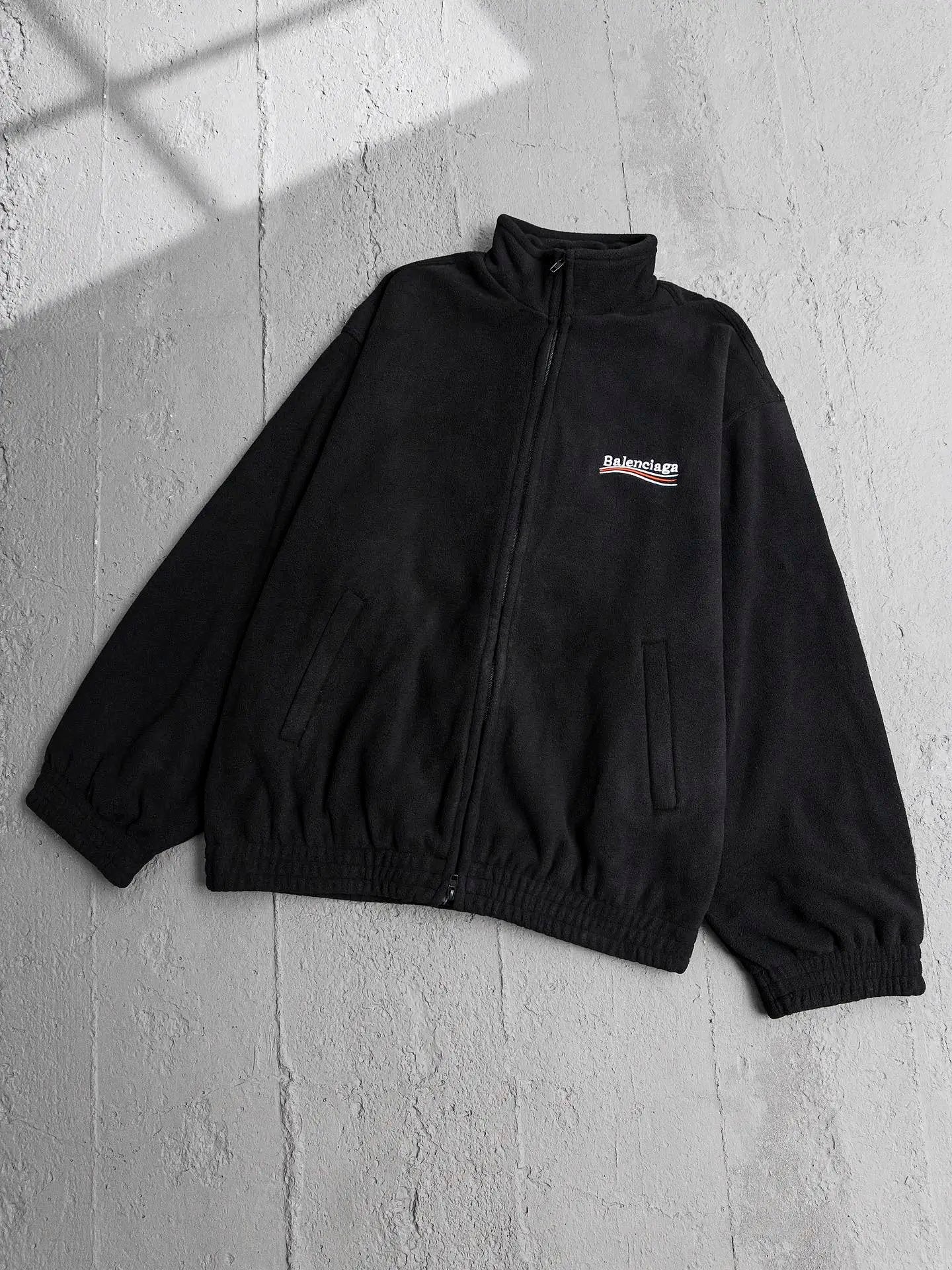 Balenciaga Jackets Matching Pants Wave Cola Embroidered Fleece Cotton Jacket Set Casual Loose Versatile Stand Collar Jacket Coat Unisex24ss Autumn and Winter New Products