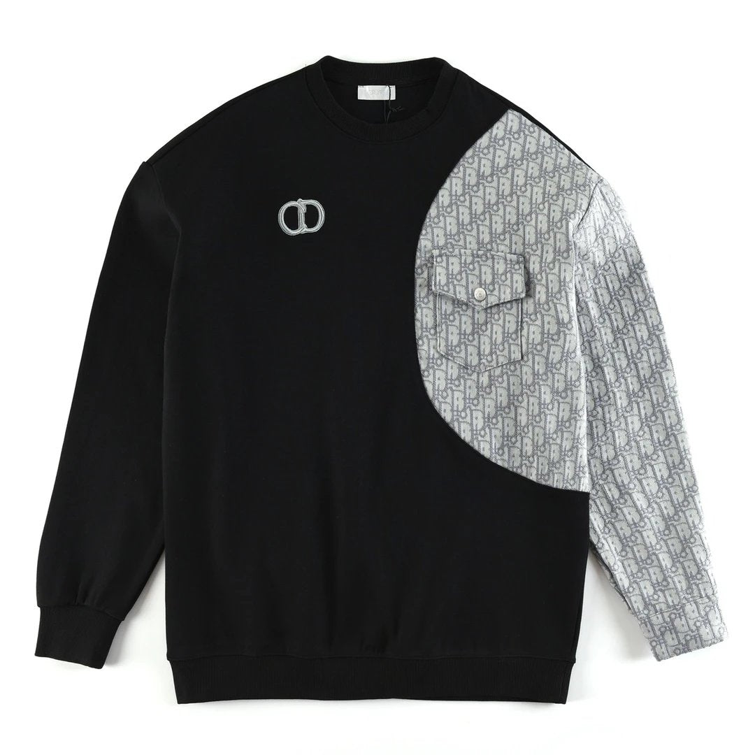 Dior Hoodie Embroidered Patchwork Crewneck Sweatshirt Jacket OS Loose Fit Pullover Long Sleeve Unisex Base Shirt