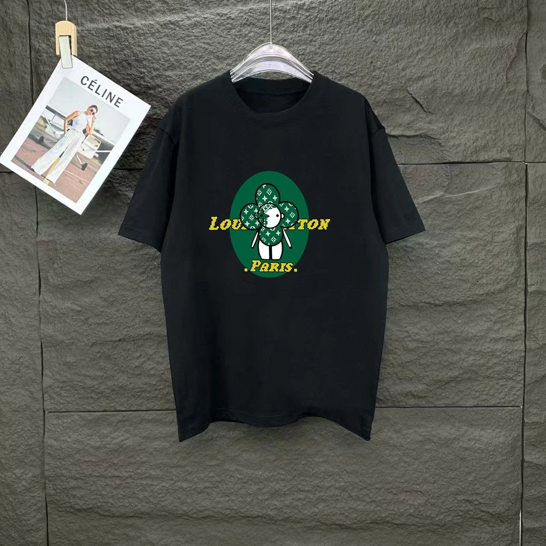 Louis Vuitton LV T-shirt Chest Floral Pattern Print logo round Neck Short Sleeve25ss New Pure Cotton Unisex Style T T-shirt OS Loose Fit Base Shirt Half Sleeve T-Shirt Top Half Sleeve
