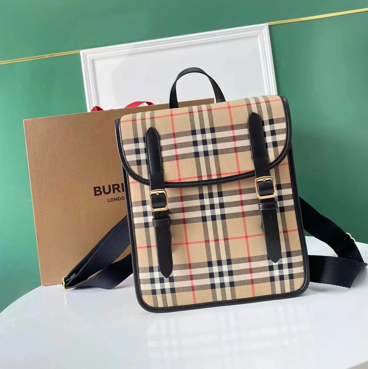 Burberry Women's Bag Top version 【Cheng Huanggao Luxury Leather Goods】Original New Women's Backpack Children's Bags Backpack Schoolbag Small Backpack Classic Plaid Women's Bag Retro Backpack Portable Backpack
