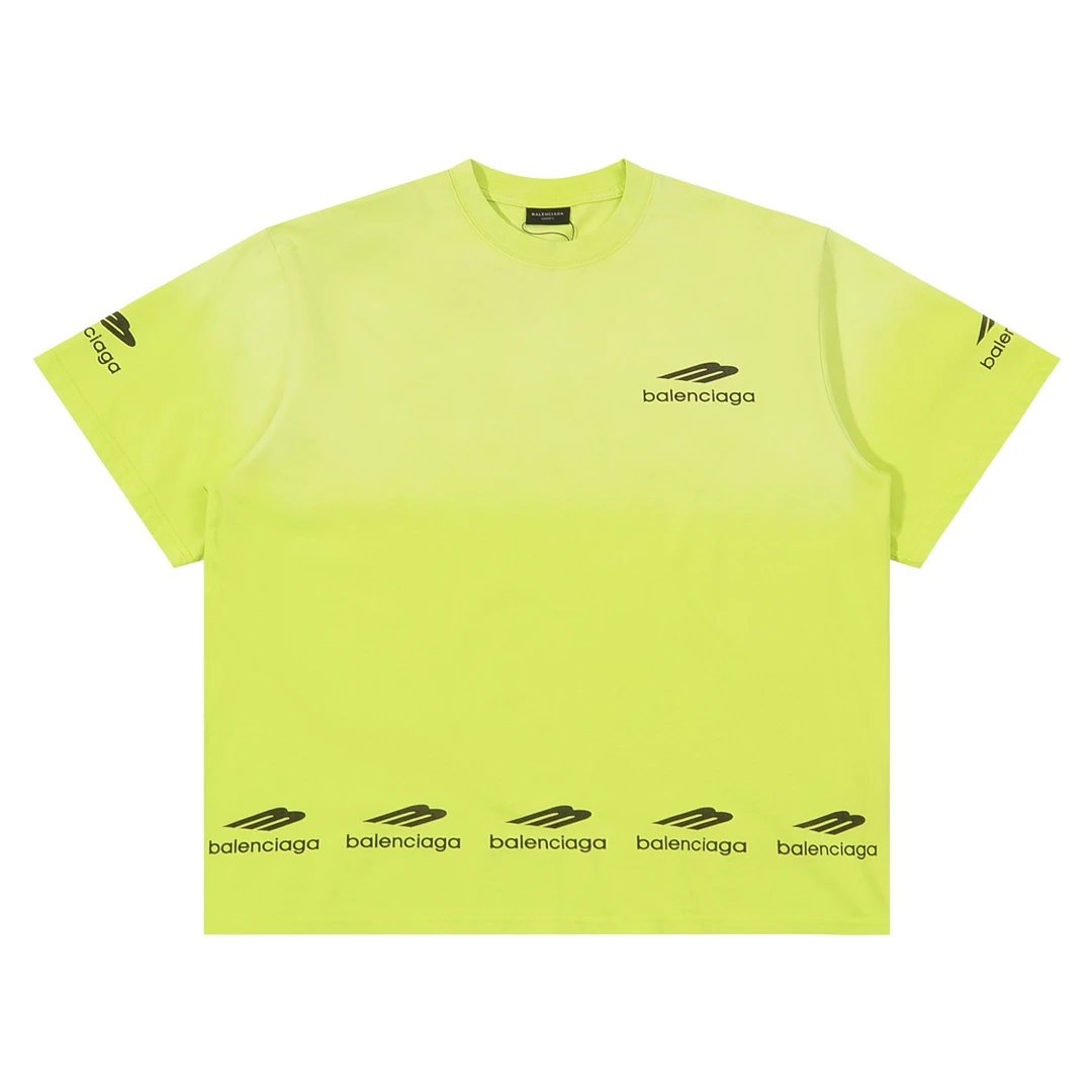 Balenciaga T-shirt Front Chest Washed Letter Print logo round Neck Short Sleeve25ss New pure cotton T Unisex T-Shirt OS Drop Shoulder Loose Fit Base Shirt Top T-Shirt Short Sleeve