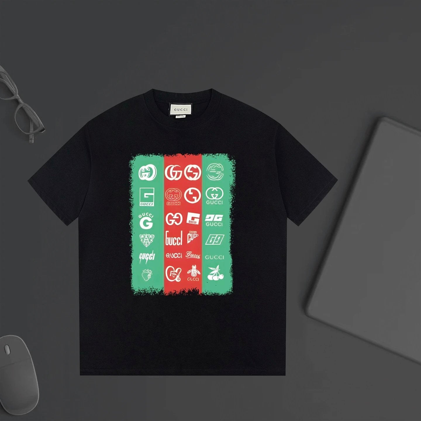 Gucci T-shirt Chest Letter Symbol Print logo round Neck Short Sleeve25ss New pure cotton T Unisex T-Shirt OS Loose Fit Base Shirt Top Half Sleeve T-Shirt