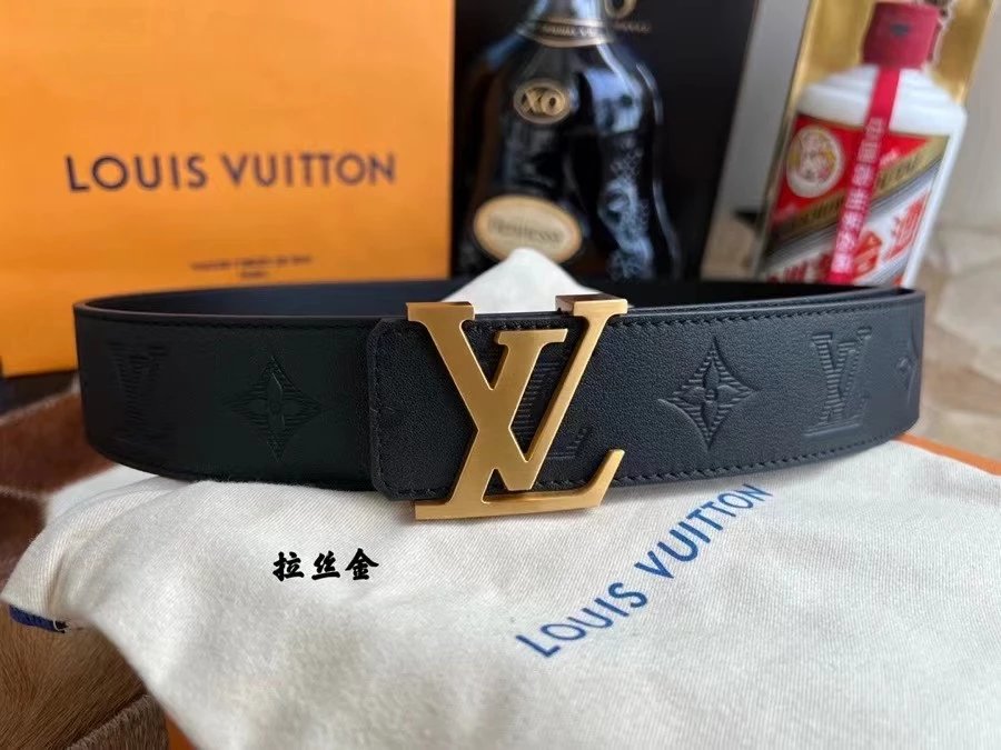 Louis Vuitton LV Belt Top version 【Counter Quality】The Most New Belt4.0cm Men's Belt Metal Buckle Men's Leather Belt with Classic Presbyopic Checkerboard Plaid Belt!Positive Trade Company Product Japanese Orders!Non-Market General Imitation,With Genuine G