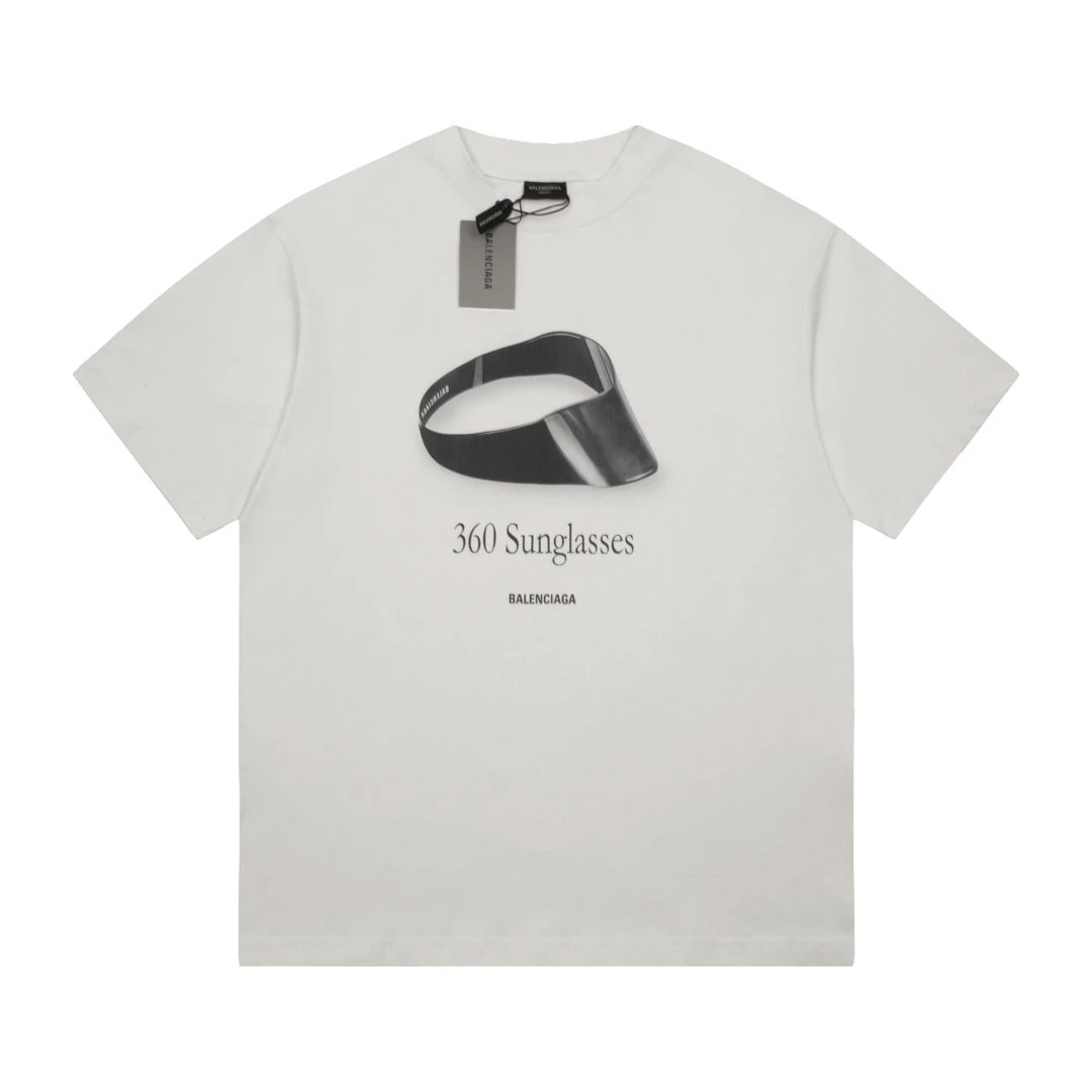 Balenciaga T-shirt Future Sunglasses Pattern on the Chest logo round Neck Short Sleeve25ss New pure cotton T Unisex T-Shirt OS Drop Shoulder Style Base Shirt Top T-Shirt Half Sleeve