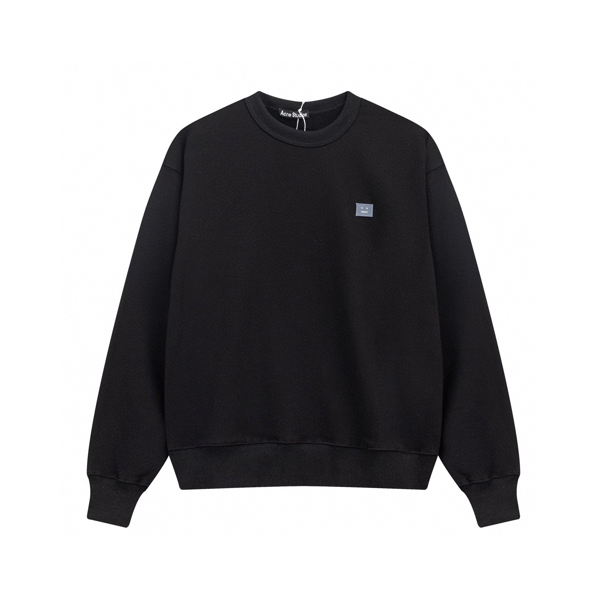 Acne Studios Hoodie Top Version Classic Small Square Smiley Face Sweater for Women Autumn and Winter New Casual Loose Pure Cotton Couple Fashion Brand Top Men