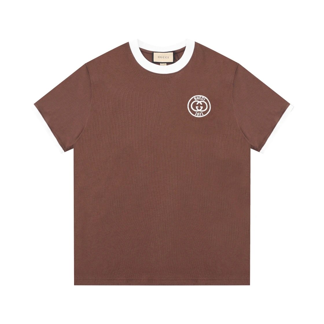 Gucci T-shirt Color Matching logo Letter Embroidered Crew Neck Short Sleeve25ss New Pure Cotton Unisex Style T T-shirt OS Loose Fit Base Shirt Top Half Sleeve T-Shirt