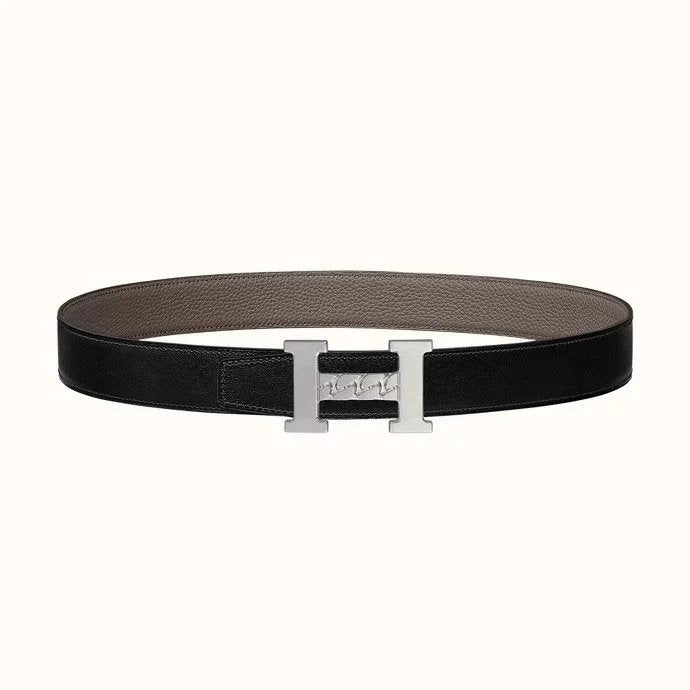 Hermes Belt Top version 【Products in stock new】Belt Men's Leather Belt Double-Sided Available Smooth Buckle Business Casual Belt38MM