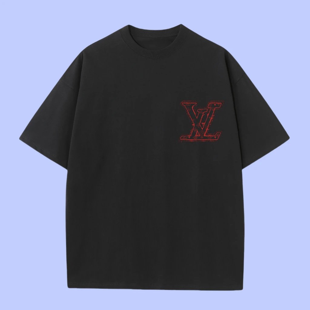 Louis Vuitton LV T-shirt Red brand print on the chest logo round Neck Short Sleeve25ss New pure cotton T Unisex T-Shirt OS Loose Fit Base Shirt Top Half Sleeve T-Shirt