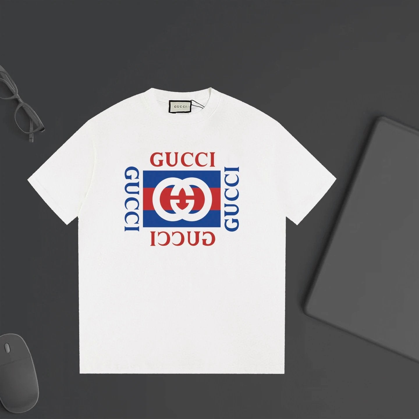 Gucci T-shirt Square Double Chest G Printing logo round Neck Short Sleeve25ss New Pure Cotton Unisex Style T T-shirt OS Loose Fit Base Shirt Half Sleeve T-Shirt Top Half Sleeve