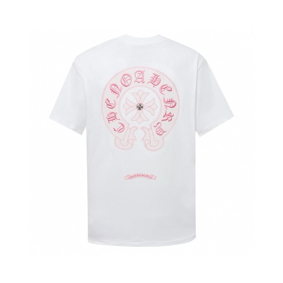 Chrome Hearts T-shirt Heavy Embroidery Sanskrit Horse Hoof Label Round Neck Short Sleeve25ss New Pure Cotton Unisex Style T T-shirt OS Loose Fit Base Shirt Short Sleeve T-Shirt Top