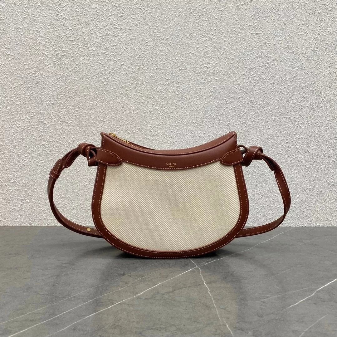 Celine women's bag Top version 【Super Original】C Home23New Vintage Saddle Bag Moon Bag Women's Crossbody Saddle Bag Cowhide Genuine Leather Bag Women's Bag Shoulder Bag Saddle Bag199823