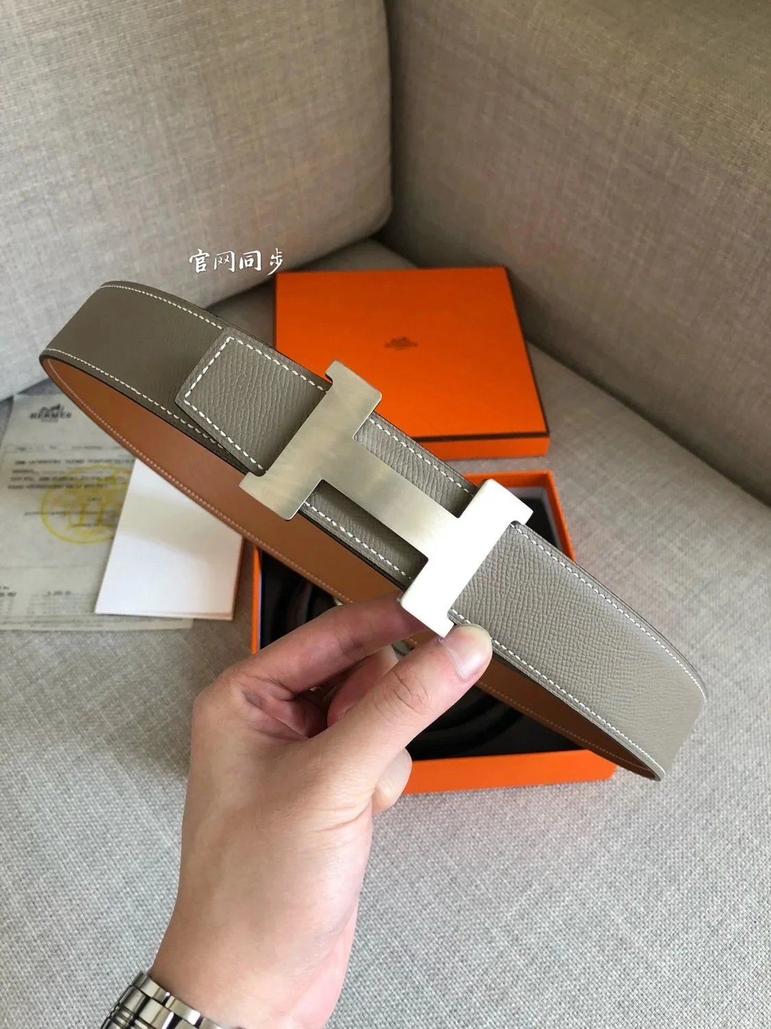 Hermes Belt Top version 3.2/3.8Men's Women's Belt Genuine Leather Double-Sided Belt Italy Imported Cowhide Leather Pure Original Leather Pure Steel Buckle Litchi Pattern h Home h Buckle1