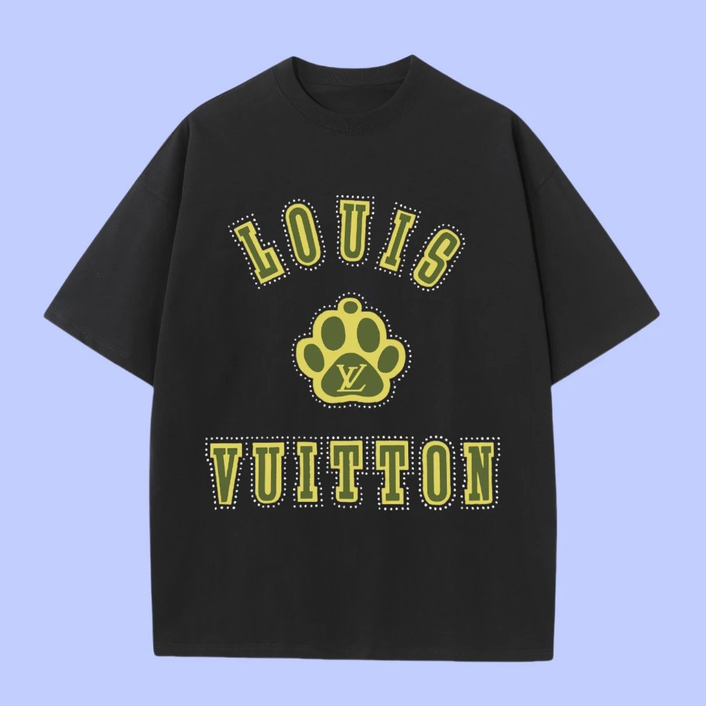 Louis Vuitton LV T-shirt Cat paw print on the chest logo round Neck Short Sleeve25ss New Pure Cotton Unisex Style T Casual T-Shirt Base Layer Shirt OS Loose Fit Half Sleeve Top Plus Size