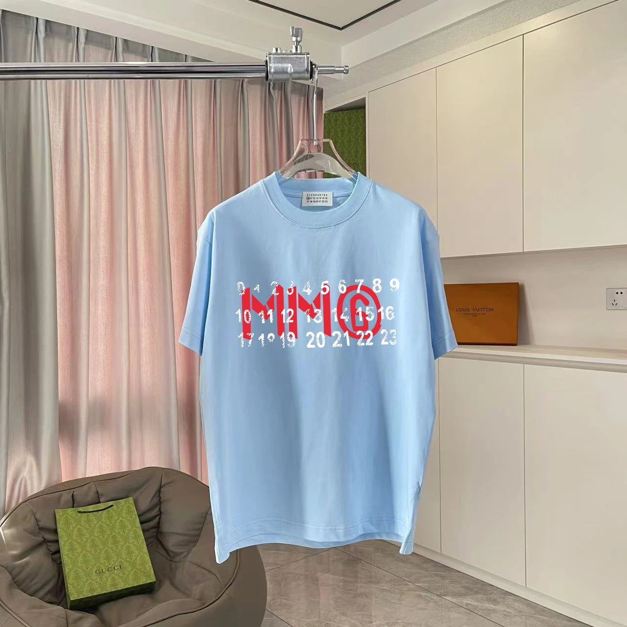 Maison Margiela T-shirt Chest Letter and Number Print logo round Neck Short Sleeve25ss New Pure Cotton Unisex Style T T-shirt OS Loose Fit Base Shirt Half Sleeve T-Shirt Top Half Sleeve