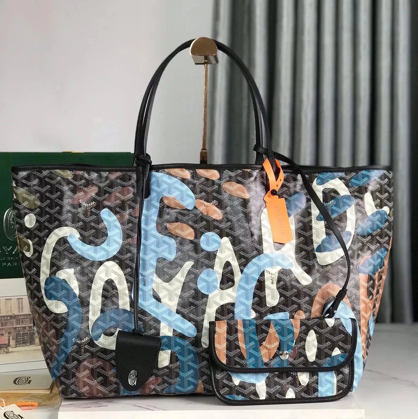Goyard Bag Top version 【Original Leather】Counter New170Anniversary Special Custom Camouflage Graffiti Mother and Child Bag Tote Bag Shopping Bag SAINT Small Size Tote Bag Vegetable Basket Bag Backpack Women's Bag Graffiti Tote Bag