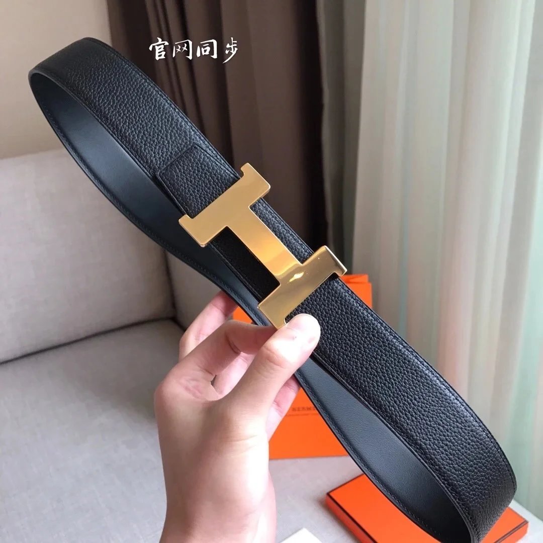 Hermes Belt Top version Belt Men's Leather Belt H Buckle Classic Business Casual Belt High-End Quality