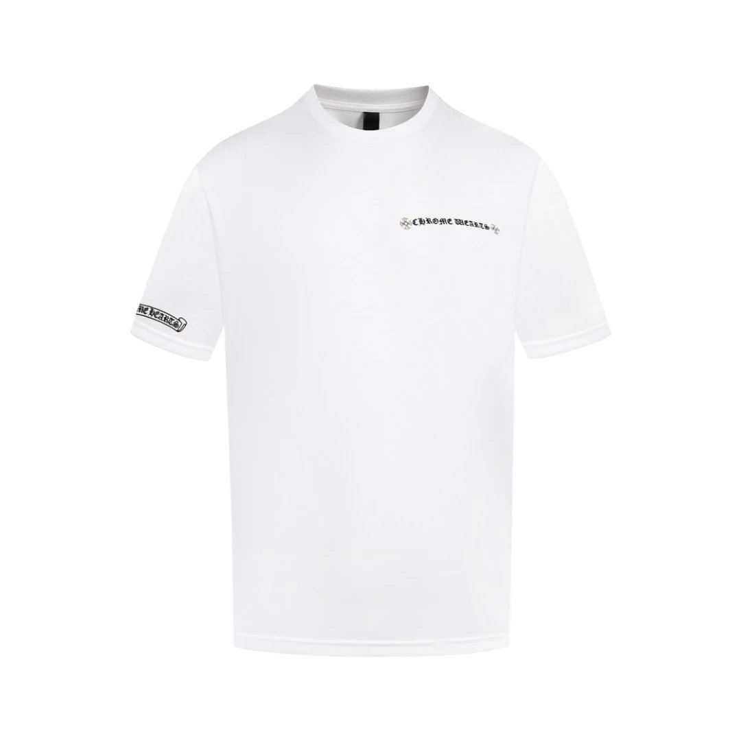 Chrome Hearts T-shirt Printing logo round Neck Short Sleeve25ss New Pure Cotton Unisex Style T Casual T-Shirt Base Layer Shirt OS Loose Fit Half Sleeve Top Plus Size