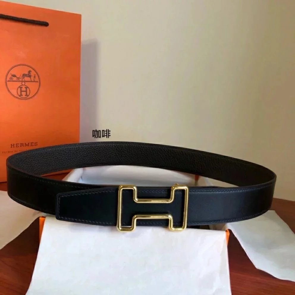 Hermes Belt Top version New High Quality Belt Waist Belt Men's and Women's Leather Smooth Buckle Business Casual h Belt