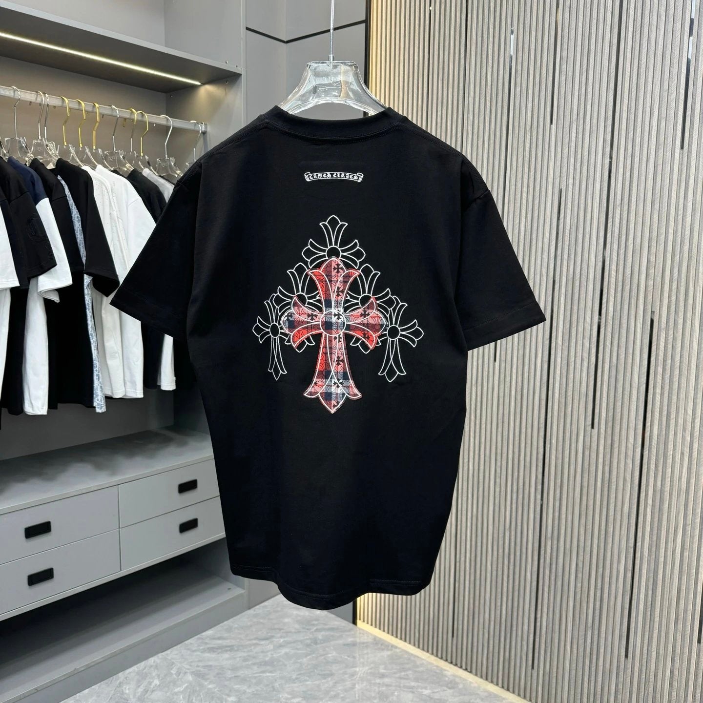 Chrome Hearts T-shirt Shao Hua Patch Embroidery logo round Neck Short Sleeve25ss New Pure Cotton Unisex Style T Casual T-Shirt Base Layer Shirt OS Loose Fit Half Sleeve Top Plus Size