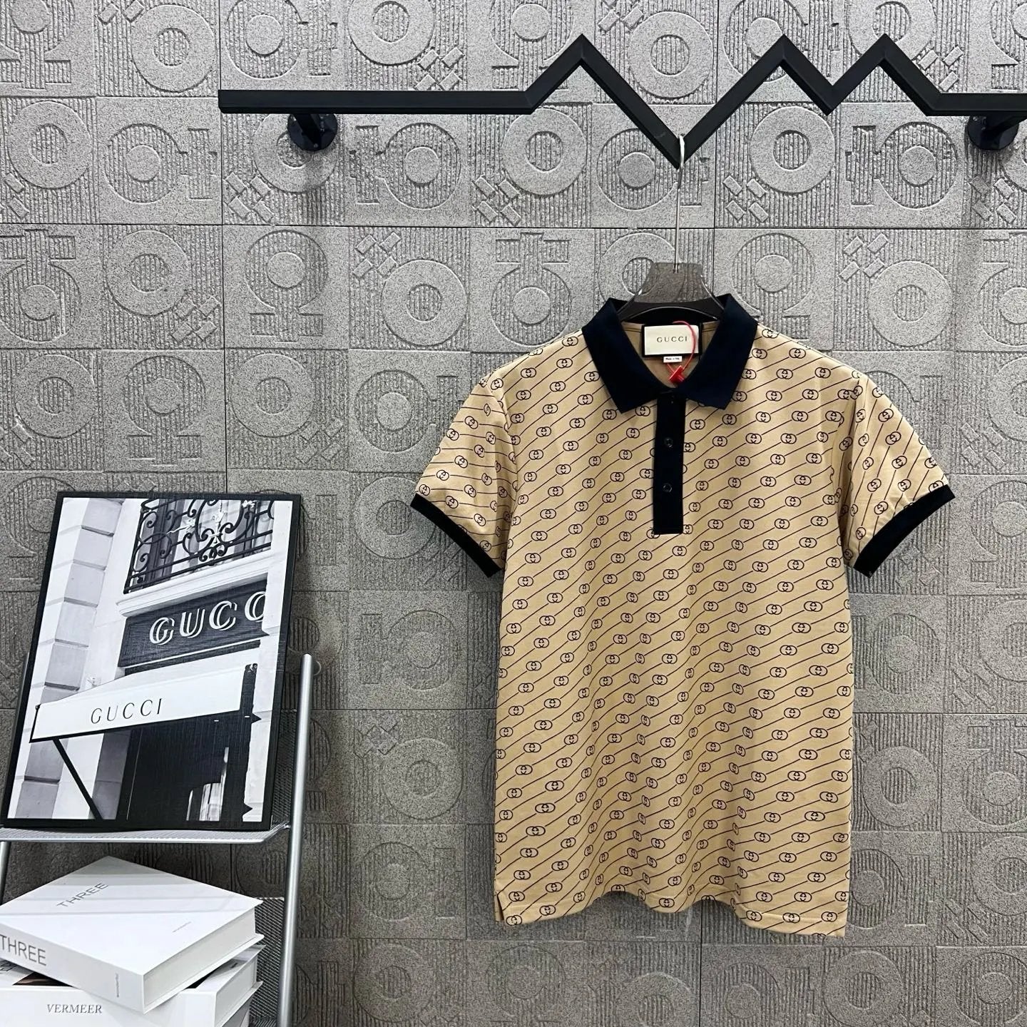 Gucci T-shirt Full Body Double G Small LOGO Printing POLO Shirt Lapel Short Sleeve25ss New Unisex Summer Short Sleeve OS Loose T Business Half Sleeve Shirt Plus Size T-Shirt