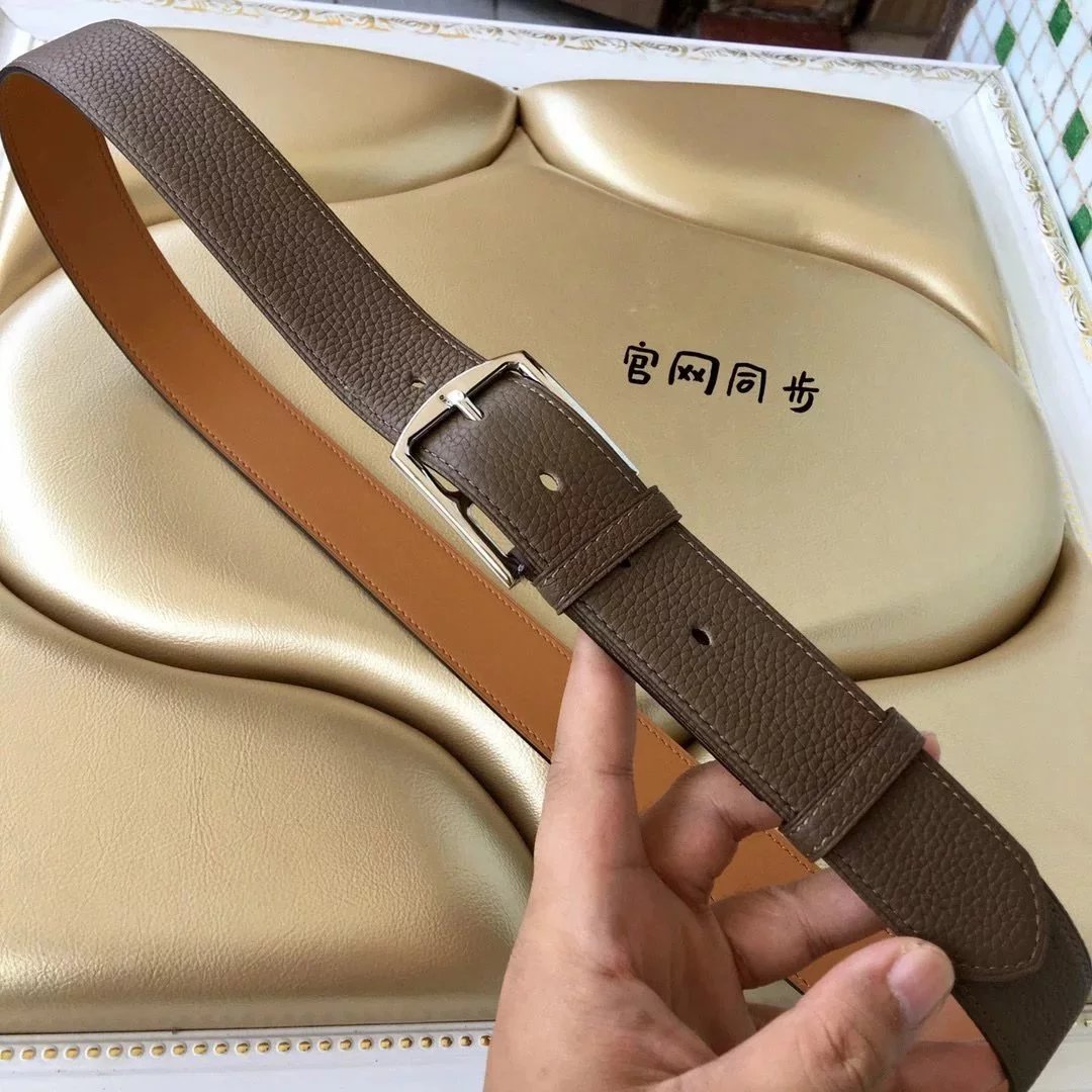 Hermes Belt Top version Belt Counter Synchronization Togo Leather3.5Men's Leather Belt First Layer Cowhide Pants Belt