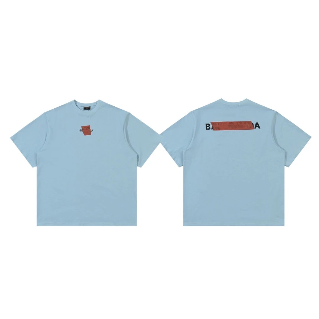 Balenciaga T-shirt Front and back small letter embroidery logo round Neck Short Sleeve25ss New Pure Cotton Unisex Style T T-shirt OS Loose Fit Base Shirt Top Half Sleeve T-Shirt